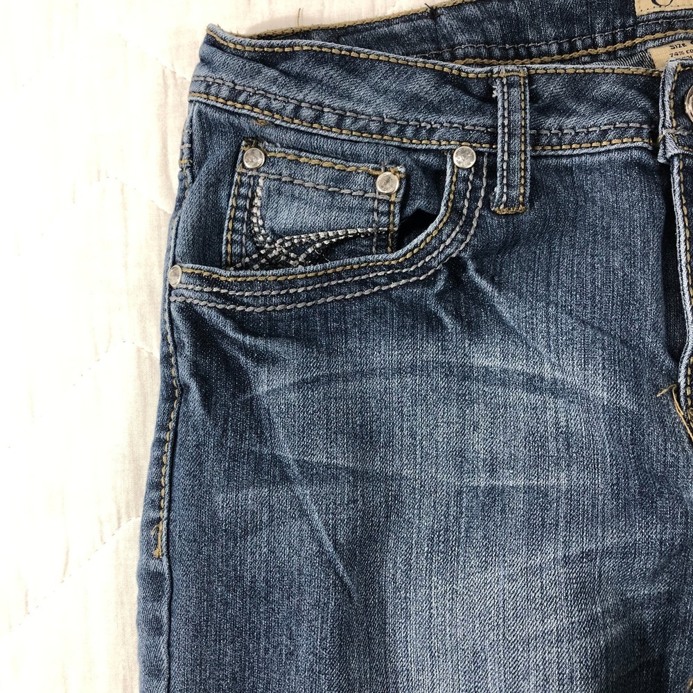 Earl Jean Jeans Women's Size 8 Denim Straight Embellished Bling Y2K Western Glam - Picture 3 of 12